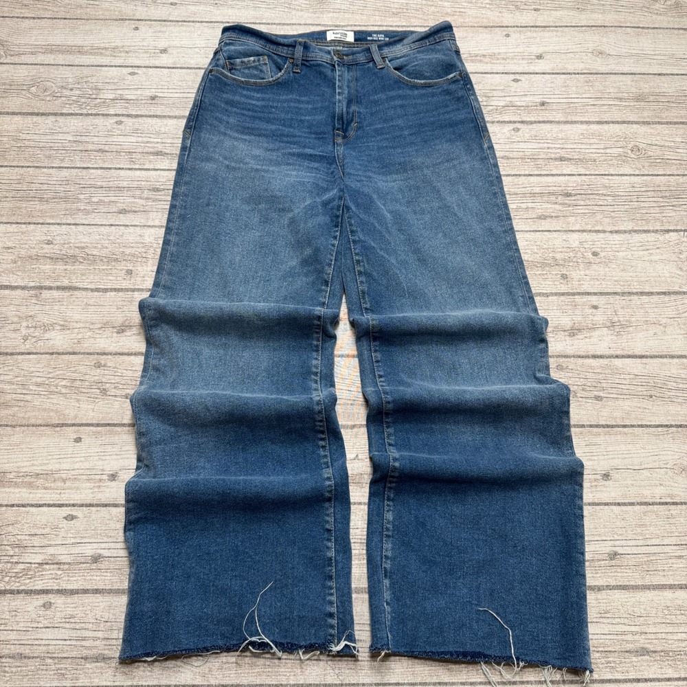 Kensie Jeans Women's 31 Blue Denim The Kaya High Rise Wide Leg Baggy Fit Cotton